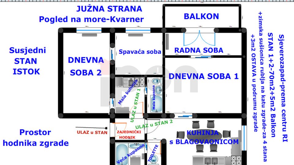 Wohnung, 69 m2, Verkauf, Rijeka - Krimeja