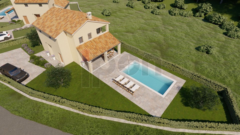 Buzet-okolica, projekt- izgradnja kuća P+1 sa bazenom