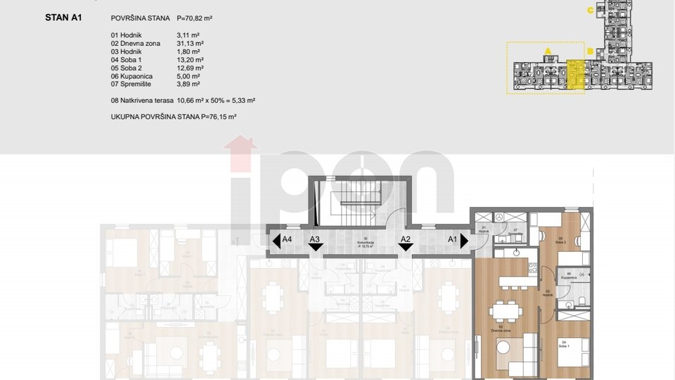 Apartment, 76 m2, For Sale, Labin