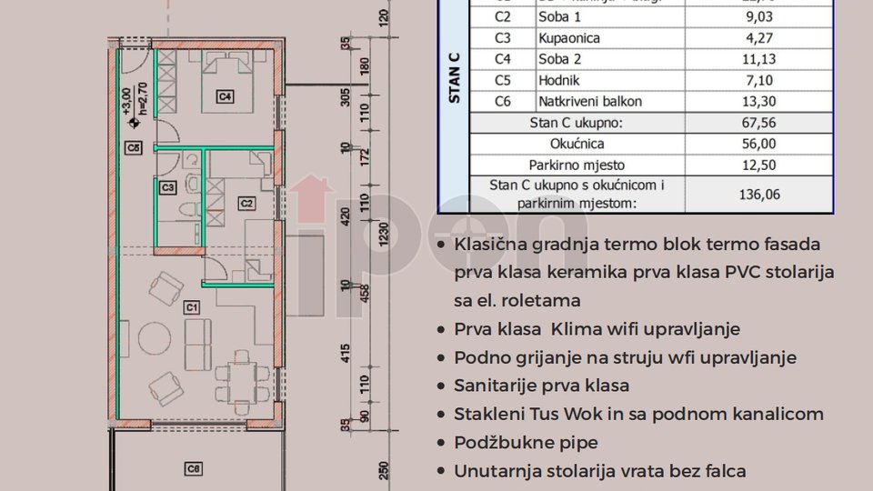 Krk-Omišalj, stan u novogradnji, roh-bau, mirna lokacija, neposredna blizina mora!